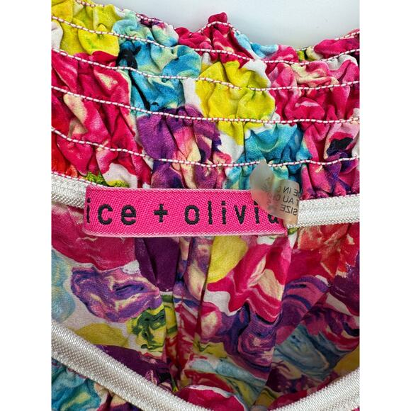 Alice + Olivia Shorts‎ Silk Multicolor Floral Print Pull On Shorts Size Small - Picture 3 of 4
